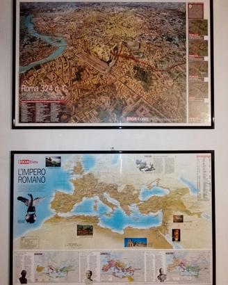 2 poster incorniciati Impero Romano 85x57cm