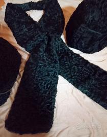 sciarpa più cappello in lana vintage 