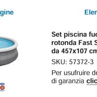 Set Piscina Bestway rotonda grigia 457 x 107 cm