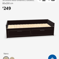 Letto Ikea  nero con cassetti mai usato