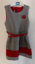 Abito bambina elegante Chicco rosso-grigio