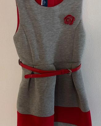 Abito bambina elegante Chicco rosso-grigio
