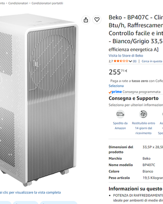 Climatizzatore Beko BP407C 7000 Btu