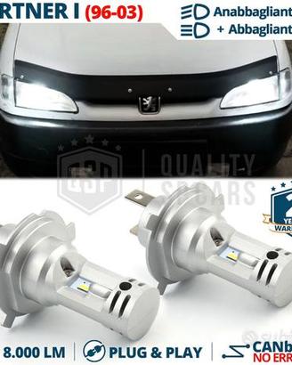 Lampadine LED H4 per Peugeot Partner 1 Luce Bianca
