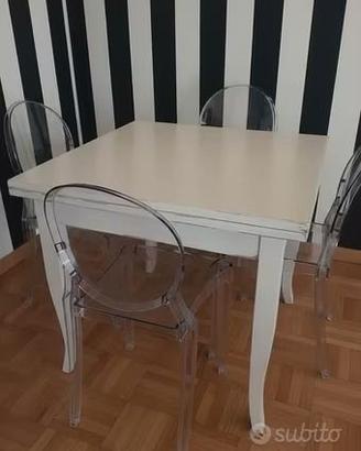 Tavolo bianco quadrato allungabile 90 x90