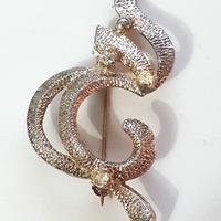 Spilla argentata vintage anni 70 con zirconi fiore