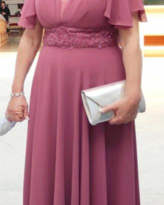 abito lungo femminile cerimonia color malva