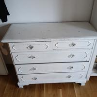cassettiera shabby chic bianco 5 cassetti capienti
