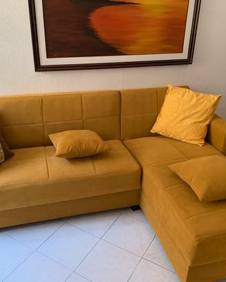 Divano chaise longue senape