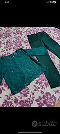 Set blusa e pantaloni verde 
