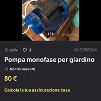 Pompa monofase da giardino