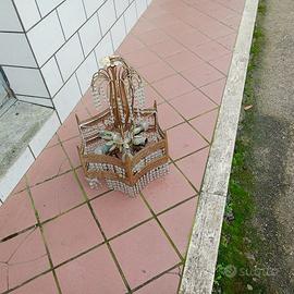 Set lampadari/candelabri in ottone e cristalli