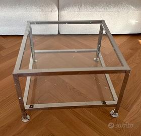 Tavolino in acciaio e cristallo