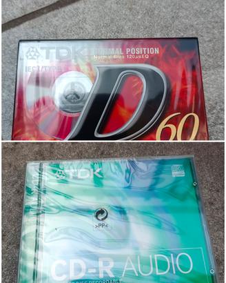 Lotto TDK Sigillato - 2 Audiocassette D60 + 1 CD-R