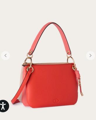 Borsa twins corallo rosa scurobeige