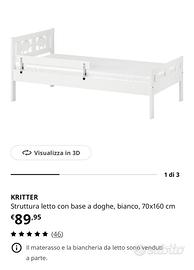 Lettino da bambini ikea con biancheria varia