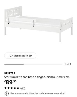 Lettino da bambini ikea con biancheria varia