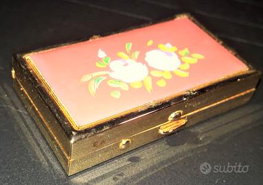 Mini scatola ottone anni 60 decoro a mano NUOVA
