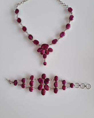 Parure Collier e Bracciale 925 radice di Rubino