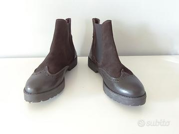 Tronchetti donna marroni in pelle