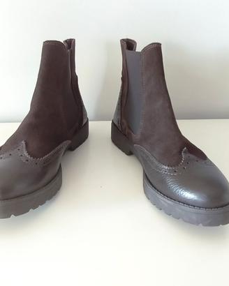 Tronchetti donna marroni in pelle