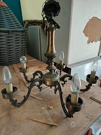 Lampadario vintage ottone 5 luci classico