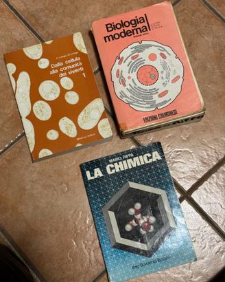 3 Libri testo scolastici vintage BIOLOGIA CHIMICA