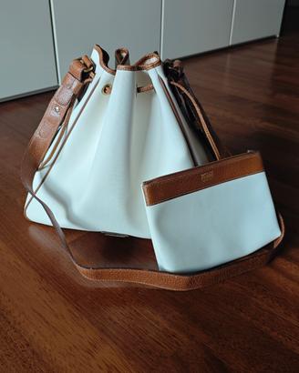 Borsa a secchiello vintage Ferré con pochette