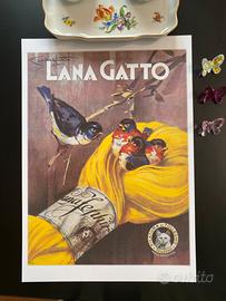 Poster vintage lana gatto quadro casa bambini