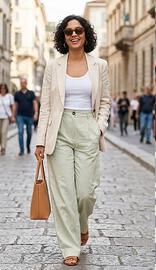 Pantaloni a palazzo Next viscosa verde menta tg S 
