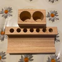 Porta penne da scrivania in legno grezzo