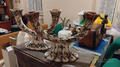 coppia candelabro ceramica CAM Gubbio Italia 