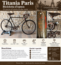 Bicicletta d’epoca Titania Paris – originale –