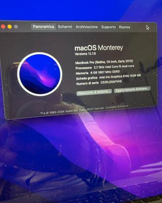 MacBook Pro Retina 13" 2015 i5 2,7GHz 8GB RAM SSD