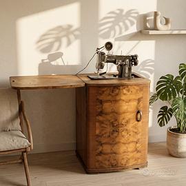 Necchi, macchina cucire, console, legno
