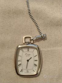 orologio da taschino Vintage acciaio + catenina 