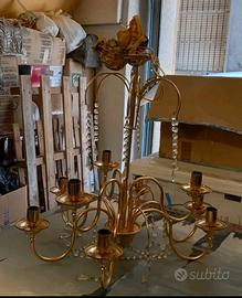 LAMPADARIO IN CRISTALLO GOCCIA Vintage 9 bracci