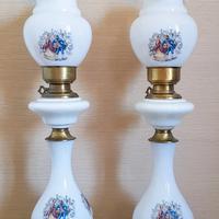 Coppia di lampade francesi in vetro opalino
