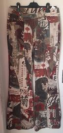 MUSERA Jeans a zampa con stampa e vita asimmetrica