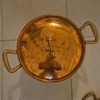 Pentola in rame, doppio manico con coperchio 26cm 