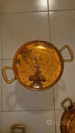 Pentola in rame, doppio manico con coperchio 26cm 