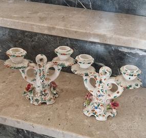 Coppia di candelabri ceramica made in Italy 