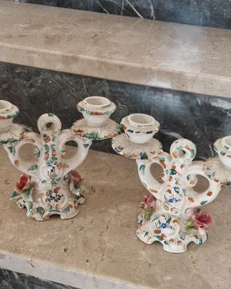 Coppia di candelabri ceramica made in Italy 