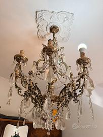 Lampadario veneziano, stile in cristallo antico