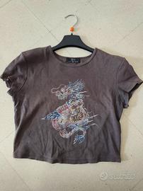 t-shirt maglietta bershka grigia taglia M