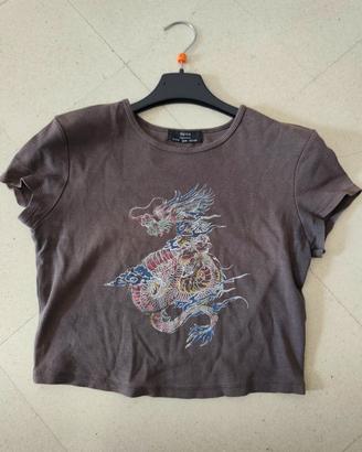 t-shirt maglietta bershka grigia taglia M