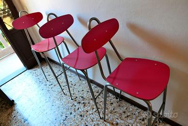 VINTAGE sedia sgabello in formica acciaio anni 60