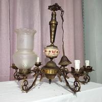 Lampadario classico in ottone e porcellana 6 luci