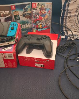 nintendo switch oled + 3 giochi e pro controller