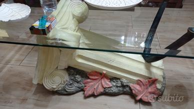 tavolinetto salotto + lampadario 3 luci ferro batt